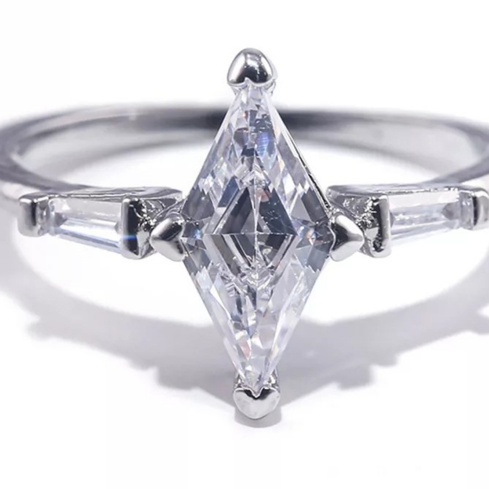 NEW Platinum Plated  Brilliant Marquise Diamond Ring - Picture 10 of 13